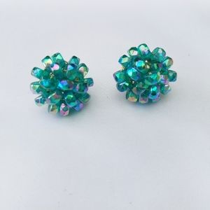 Vtg 80s Vogue gold tone beaded clip ons